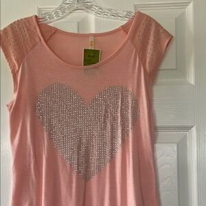 Pink Heart Embellished Women's Top